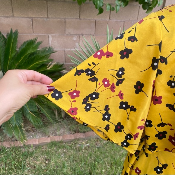 BCBGeneration Yellow Floral Ditzy Spring Bolero Skater Dress - Picture 5 of 8